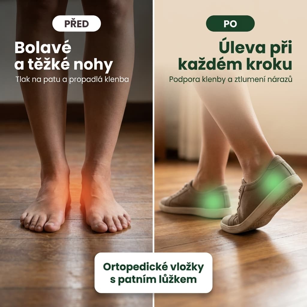 Ortopedické vložky s patním lůžkem před a po – úleva nohám a podpora klenby